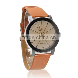New Fashion Round Orange Battery Included Leatheroid Adjustable Wrist Watches thumbnail-1