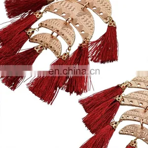 Hot Sales Multilayer Moon Metal Boho Earrings With Small Tassels thumbnail-5