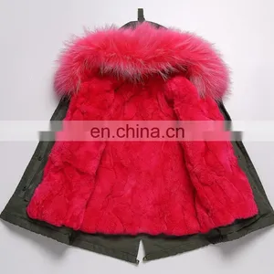 2016 Hot Sale Children Clothing Latest Korean Style Kids Coat With Raccoon Fur Hood and Rabbit Fur Lining thumbnail-6
