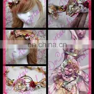 Aidocrystal Beautiful Wedding Artificial Flower Crown,Rhinestone Crystal Bridal Wedding Fascinators thumbnail-1