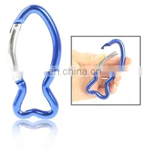 5pcs Fish Shape Aluminum Carabiner Colored Key Ring Keychain Snap Hook, Dimensions: 94.3mm x 45.4mm x 7.86mm thumbnail-1