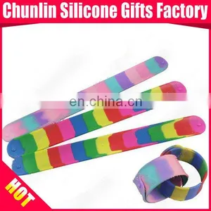 Lovely Blank Segmented Rainbow Slap Silicone Bracelet thumbnail-1