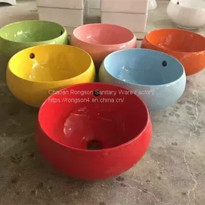 Made in China Colorful Ceramic Small Ceramic Tabletop Round Basin Sink thumbnail-1