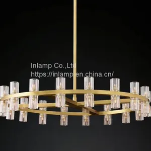 Luxury New Design Gold Iron Circle Chandelier With Crystal Lampshade thumbnail-1