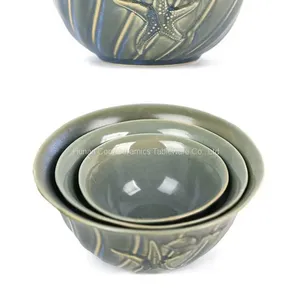 Boutique Embossed Ceramic Soup Bowl Set Ceramic Bowls thumbnail-2