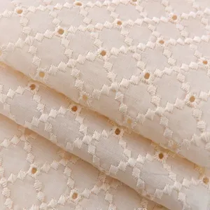 Swiss Voile White Cotton Fabrics Embroidered Bridal Lace Embroidery Fabric thumbnail-2