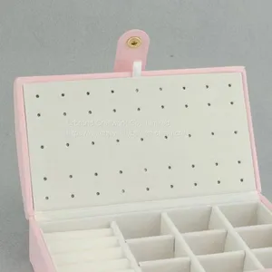 2021 Custom Logo Small PU Leather Jewelry Box Organizer Velvet Travel Earring Ring Necklace Storage Case For Girls thumbnail-2