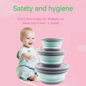 Folding Bowl Travel Portable Picnic Set Silicone Bowl Retractable Lunch Bowl Lunch Box thumbnail-1
