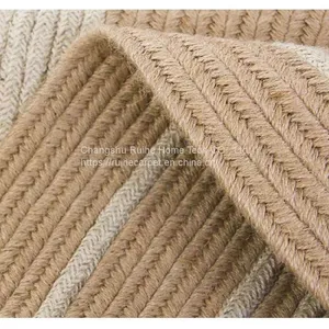 100% Natural Jute Braided Area Rug Hand Woven Carpet for Home Living Room thumbnail-2