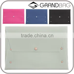 Custom Leather Envelope Clutch Front Lapel Leather Envelope Pouch Wallet Chic Press Stud Fastening Slim Leather Hand Bag thumbnail-1