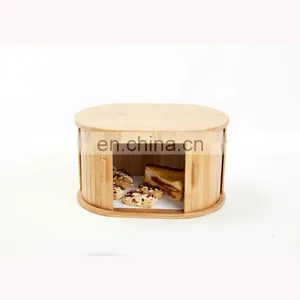 Creativity Design Eco-friendly Kitchen Dustproof Bamboo Bread Storage Bin Pantry Organizer Kitchen & Tabletop thumbnail-5
