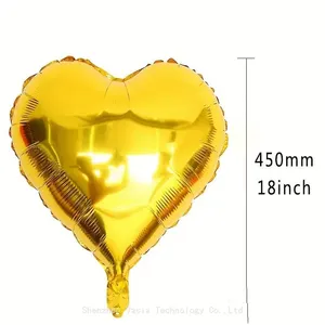 18 Inch Gold Silver Red Heart Foil Balloon Helium Mylar for Wedding Birthday Party Decoration Wholesale thumbnail-3