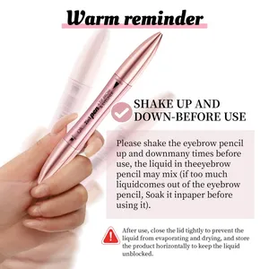 QIC Rose Gold Dual-Ended 4-Tip Eyebrow Pen & Eyeliner (Waterproof & Smudge-Proof) 4-Tip Forked Liquid Eyebrow Pen for Natural, Feathered Brows thumbnail-3