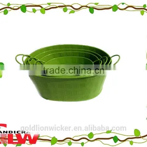 Green Iron Bucket With Handles, Oval Bucket,factory Wholesale Directly,storage Bucket thumbnail-1