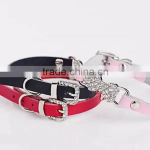 Wholesale Diamond Bone Leather Pet Collar Creative Dog Collars thumbnail-3