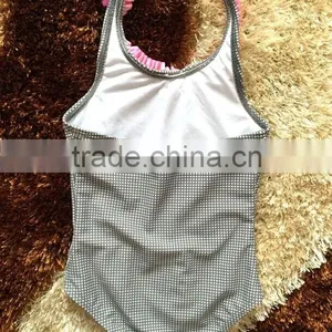 One Piece Kids Swimsuit Made of Cute Gray Plaids Fabrics,baby Swimwear thumbnail-2