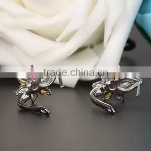 925 Sterling Silver Muilti Color Clip on Earring A Quality Clear Genuine Tourmaline thumbnail-5