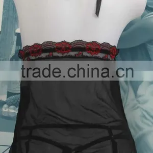 2016 Sexy Back Bandage Chinese Lace Silk Babydoll Dress Lingerie thumbnail-3