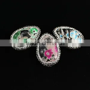 PC1619 Crystal Pave Weathered Agate Diamond Setting Handmade Pendant thumbnail-1
