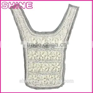 Garment Accessories Flower Trims,Cheap OEM/ODM White Acrylic Beads Handmade Sew on Net Cloth Collar thumbnail-1