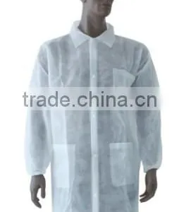 Disposable Lab Coat/visitor With Elastic Cuff &4 Studs Single Collar thumbnail-1