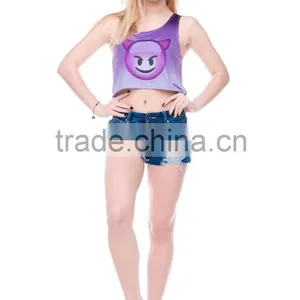 2016 New Fashion Women Clothing Digital Print Custom Womens Crop Top Wholesale thumbnail-2