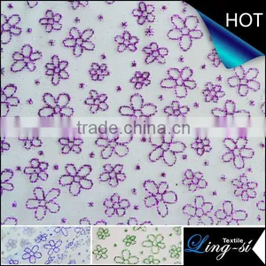 Polyester Tulle Metallic Printed Fabric for Decoration and Dress DSN 338 thumbnail-1