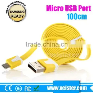 1M Colorful Noodle Usb Micro Cable for Blackberry thumbnail-1