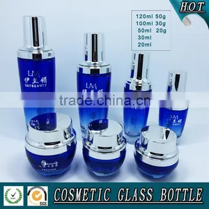 Bule Colored Glass Cosmetic Bottles and Jars thumbnail-1