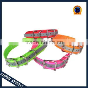Fluorescent Polyurethane Pet Collar With Reflective Tape thumbnail-1