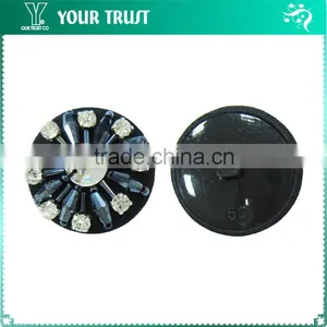 Clear Meteorite Stone Clear Rhinestone Navy Bugle Bead Black Fabric Shank Cover Button thumbnail-1
