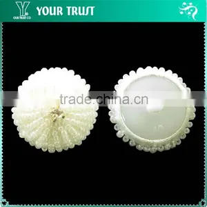 4MM Clear Rhinestone Rhodium Cup 2MM White Pearl Shank Cover Button thumbnail-1