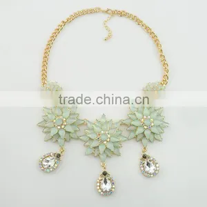 Fashion Jewelry Sets Gold Plated Resin Flower Design Necklace and Earring Diamond Jewelry Set thumbnail-3