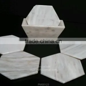 White Marble Coaster of 6 Pcs and Holder thumbnail-1