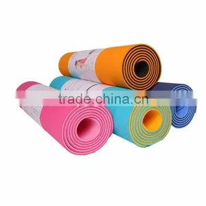 Cheap Gymnastics Equipment 5mm 6mm 8mm Anti Slip Print Double Color TPE Yoga Foam Mat Roller Used Gym Mat Supplier's Choice thumbnail-1