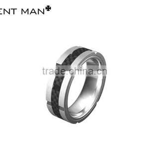 Fashion Jewelry 2016 for Man Titanium Wedding Band Ring Black Carbon Fiber Ring Wedding Rings thumbnail-4