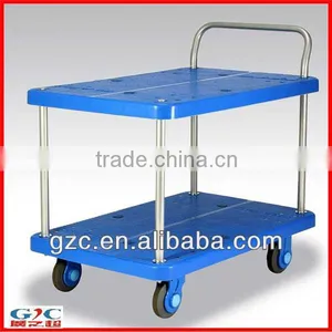 Double Layer Plastic Platform Mute Trolley With One Handle thumbnail-1