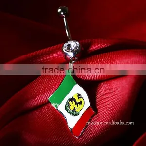 14G Mexico Flag Logo Belly Button Piercing thumbnail-1