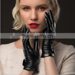 Custom Black Genuine Leather Gloves Girls Genuine Leather Gloves thumbnail-5