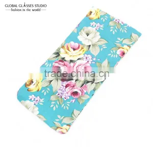 Fashion Soft Cloth Bag Sunglasses Glasses Pouches Blue Floral Pouch for Small Sunglass & Optical Frames BDH07X thumbnail-1