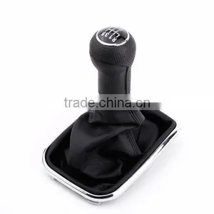 New 6 Speed Gear Shift Knob Gaitor Boot Black PU Leather thumbnail-1