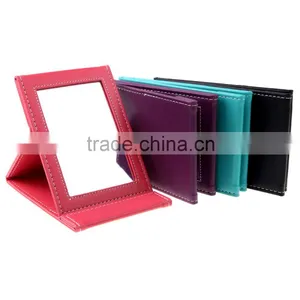 Fashion Portable Foldable Leather Mirror Women Beauty Make up Mirror Cosmetic Mirror thumbnail-1