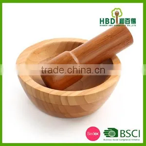Best Selling Premium Fashion Bamboo Wooden Mortar and Pestle Set thumbnail-1