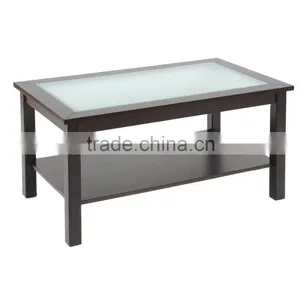 Wholesale Livingroom Furniture Cheap Glass Table Top Wooden Coffee Table thumbnail-1