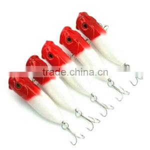 5pcs Plastic Popper Fishing Lures Bass CrankBaits Hooks Tackle 6.5cm/11.8g thumbnail-3