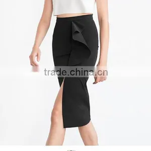Guangzhou Supplier Famouse Brand Flouce Designer Black Straight Skirts 2015 Mature Women in Skirts thumbnail-1