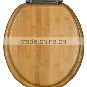 Lt/Dk Enlongated/Round Bamboo Toilet Seat,Carbonized Natural,Chrome/Brass Fitting Soft Close Bamboo Toilet Seat thumbnail-1