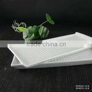 Hotel Rectangle Embossing White Ceramic Plate and Tray thumbnail-1