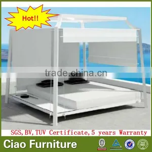 Luxury Outdoor Aluminum Sofa Bed Beach Sun Bed With Curtain thumbnail-1