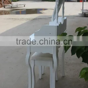 Modern Style White Wooden Dressing Table With Stool and Mirror? K/D Dresser thumbnail-6